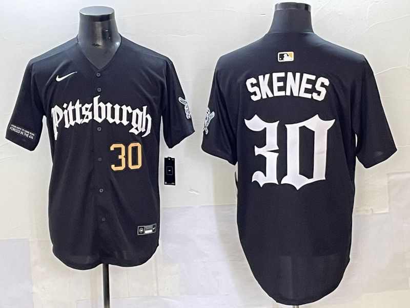 Men 2025 Pittsburgh Pirates #30 Skenes Black Five generations Joint Name Nike MLB Jersey style 3